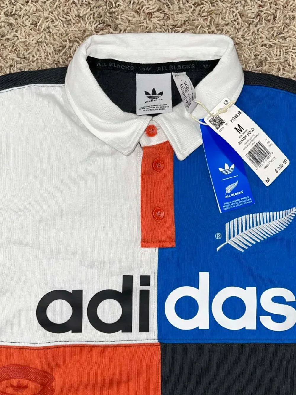 Adidas Originals & All Blacks Men’s Heritage Rugby Polo Shirt, Size Medium (New)